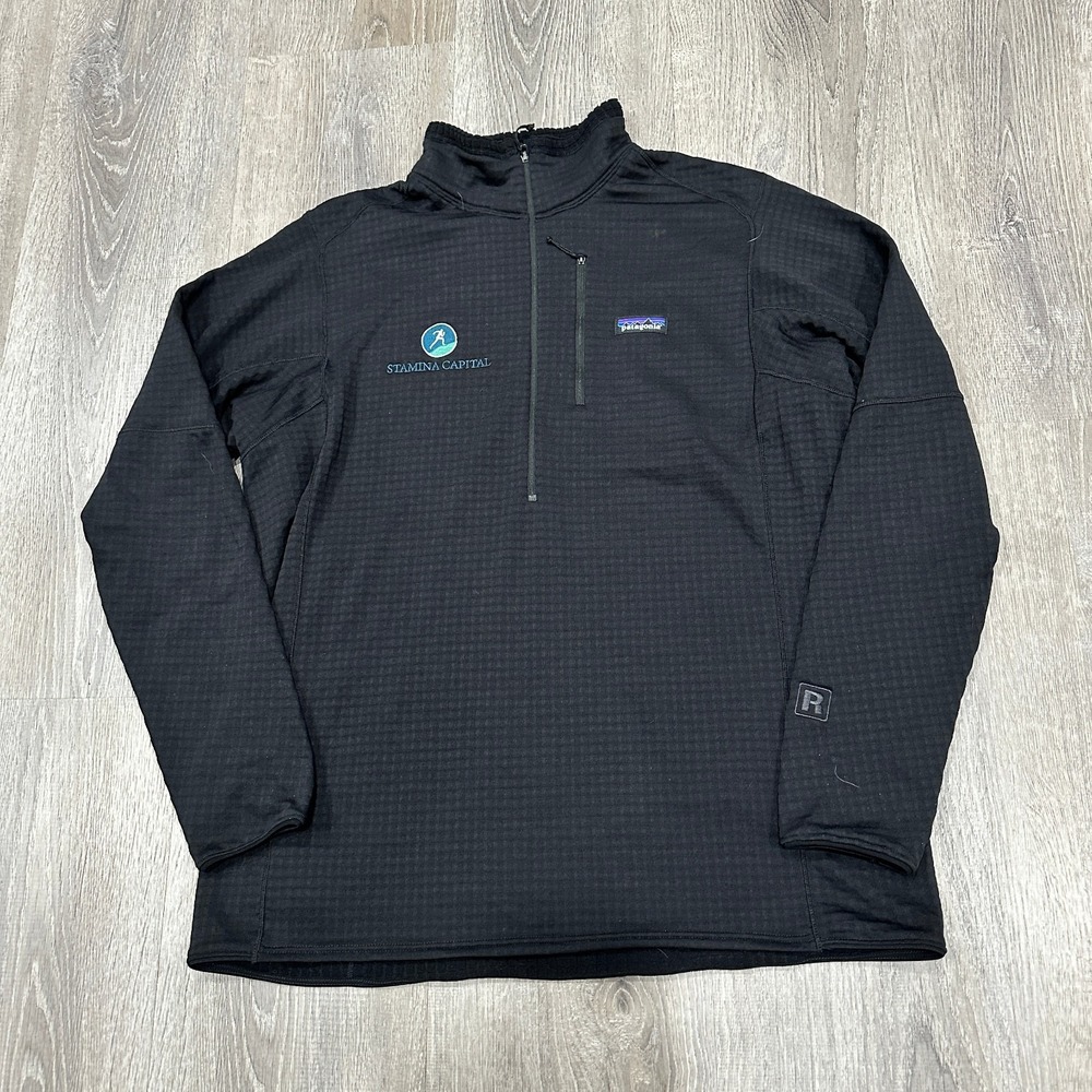 Patagonia Sweater‎ Men's XL Black Mid Zip R1 Pullover STY40110 Logo Sweater
